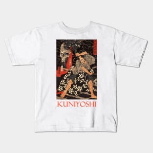 Watanabe Tsuna Fighting the Demon by Utagawa Kuniyoshi Kids T-Shirt